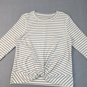 Old Navy Striped Top Medium Black White Twist Front Athletic Y2K Activewear